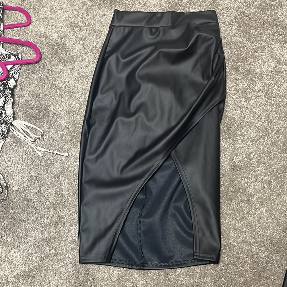 Black Faux Leather Skirt